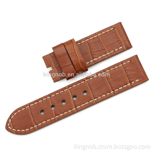24mm genuine calf leather alligator grain watch band for panerai watch strap stainless steel watch band leather watch strap